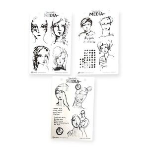 Ranger Dina Wakley Media Rubber Stamps 3 Sets Faces Positive Women Ledger Girls